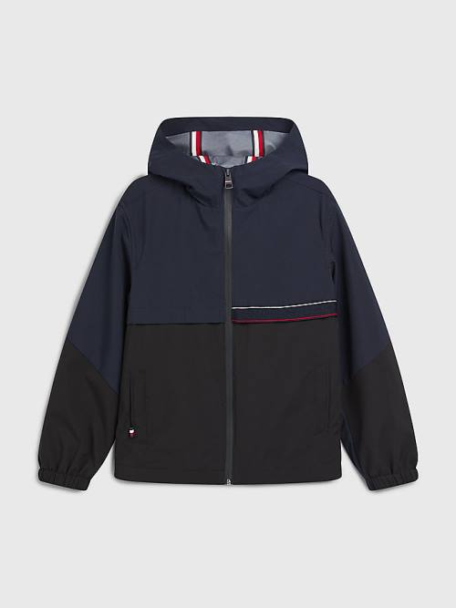 Kurtki Tommy Hilfiger TH Tech Recycled Polyester Colour-Blocked Windbreaker Chłopięce Niebieskie | TH945QRJ