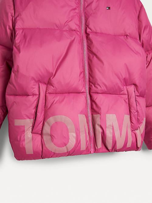 Kurtki Tommy Hilfiger Tonal Logo Puffer Dziewczynka Fioletowe | TH029NGL