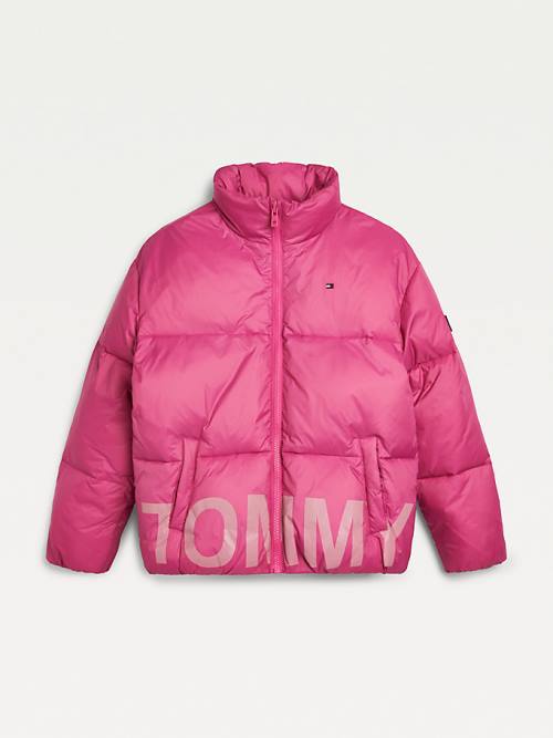 Kurtki Tommy Hilfiger Tonal Logo Puffer Dziewczynka Fioletowe | TH029NGL