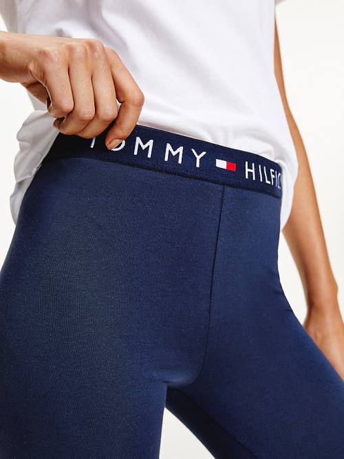 Legginsy Tommy Hilfiger Full Length Logo Damskie Niebieskie | TH759COK