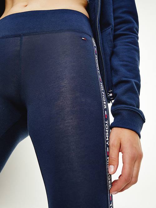 Legginsy Tommy Hilfiger Side Logo Damskie Niebieskie | TH647MXL