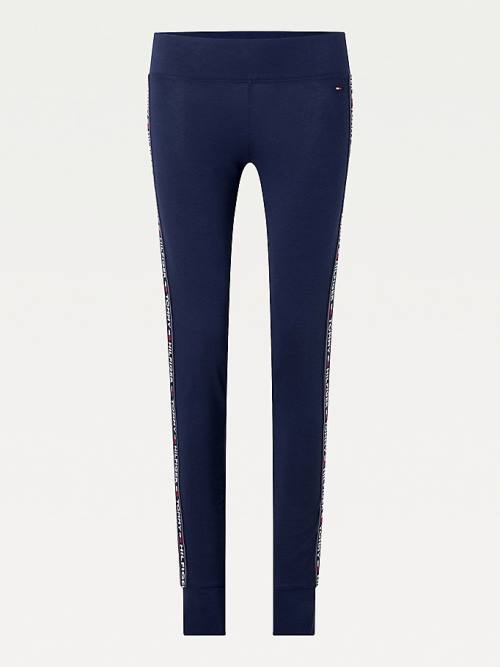 Legginsy Tommy Hilfiger Side Logo Damskie Niebieskie | TH647MXL