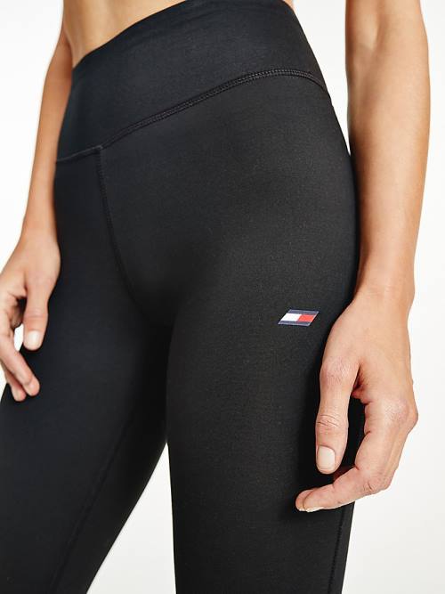 Legginsy Tommy Hilfiger Sportowe Full Length Graphic Damskie Czarne | TH986LBD