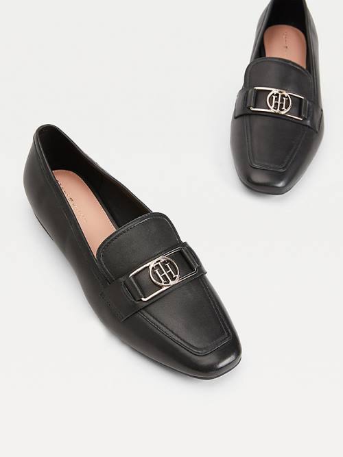 Loafersy Tommy Hilfiger Essential Monogram Damskie Czarne | TH501YUM