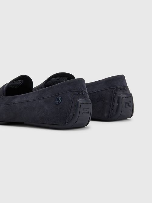 Loafersy Tommy Hilfiger Essential Zamszowe Moccasins Damskie Niebieskie | TH832CNW