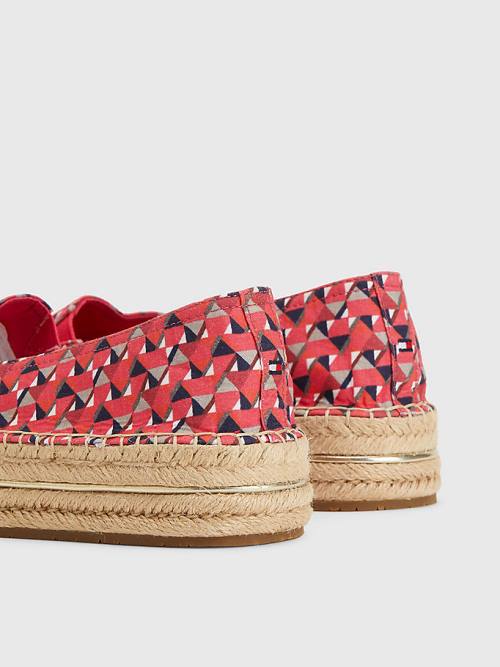 Loafersy Tommy Hilfiger Printed Signature Logo Espadrilles Damskie Różowe | TH271XJY