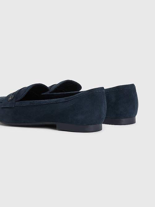 Loafersy Tommy Hilfiger Płaskie Zamszowe Damskie Niebieskie | TH398LAF