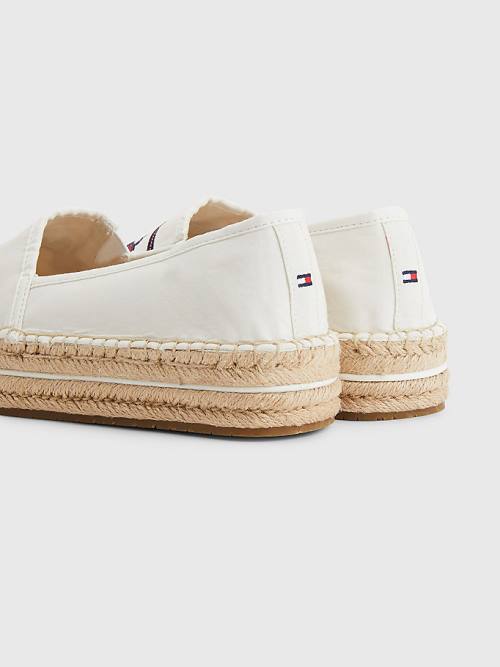 Loafersy Tommy Hilfiger Signature Logo Espadrilles Damskie Białe | TH437ZBS