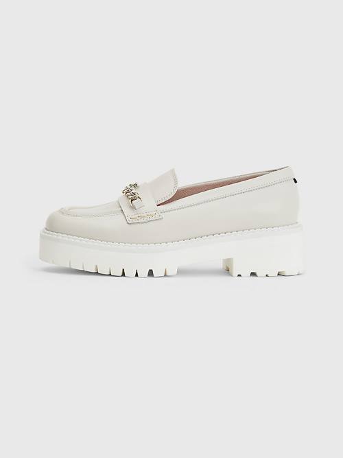 Loafersy Tommy Hilfiger Skórzane Chain Chunky Damskie Beżowe | TH614ZKR