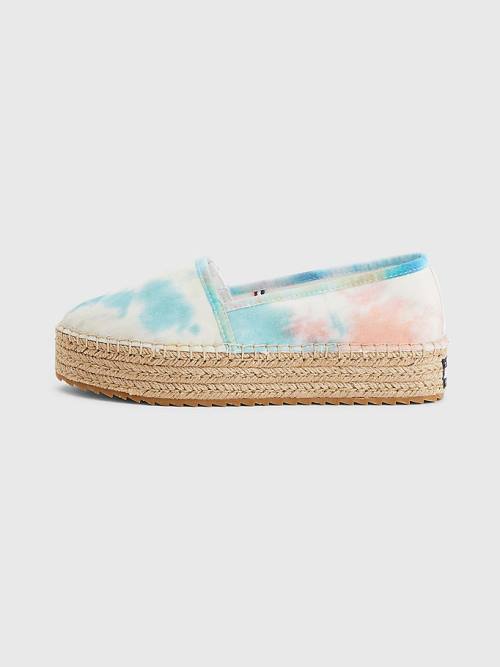 Loafersy Tommy Hilfiger Tie-Dye Flatform Espadrilles Damskie Białe | TH786OGI