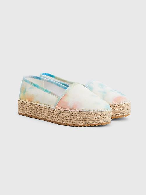 Loafersy Tommy Hilfiger Tie-Dye Flatform Espadrilles Damskie Białe | TH786OGI