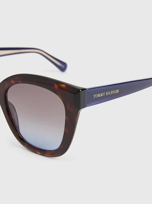 Okulary Słoneczne Tommy Hilfiger Acetate Cat-Eye Damskie Brązowe | TH935NUM