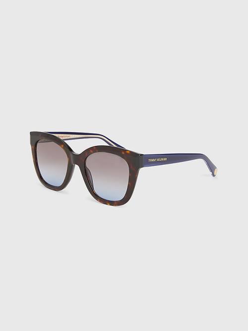 Okulary Słoneczne Tommy Hilfiger Acetate Cat-Eye Damskie Brązowe | TH935NUM