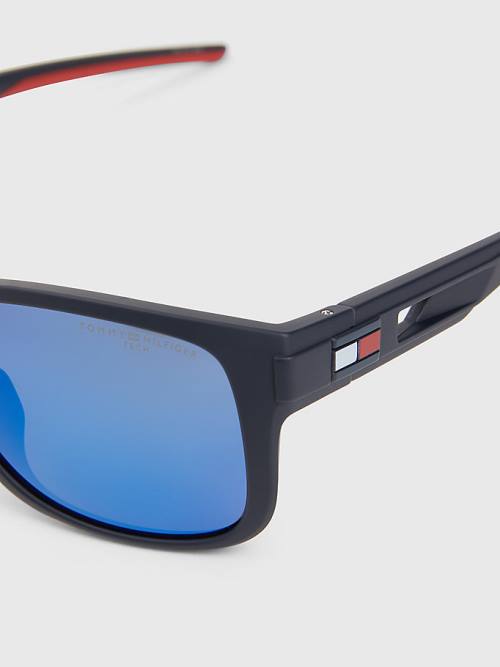 Okulary Słoneczne Tommy Hilfiger Flag Detail Rectangular Męskie Niebieskie | TH038QMV