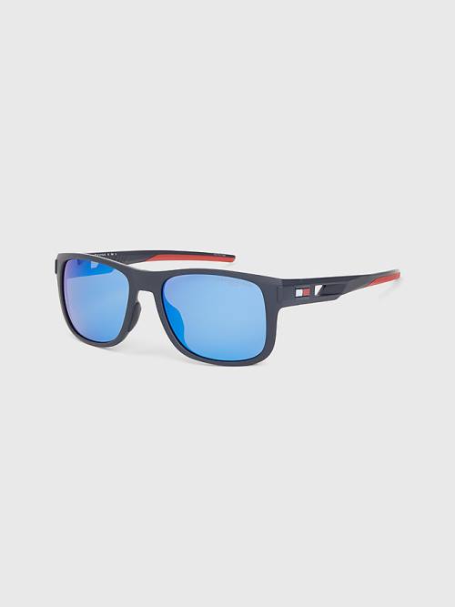 Okulary Słoneczne Tommy Hilfiger Flag Detail Rectangular Męskie Niebieskie | TH038QMV