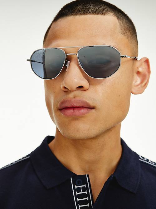 Okulary Słoneczne Tommy Hilfiger Gradient Mirror Aviators Męskie Szare | TH913WZL