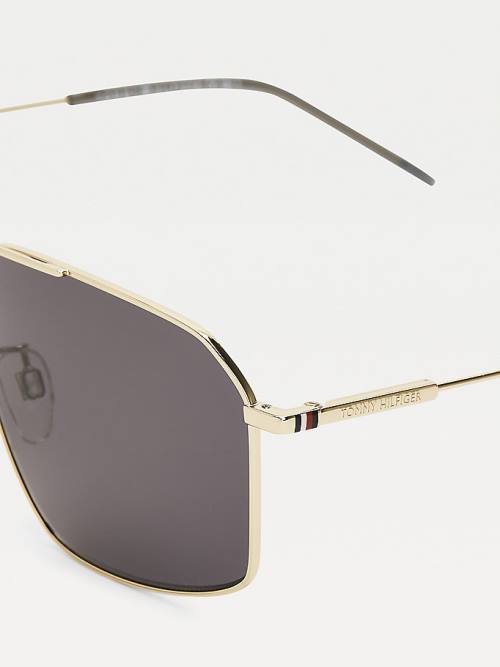 Okulary Słoneczne Tommy Hilfiger Rectangular Double Bridge Męskie Szare | TH164THJ