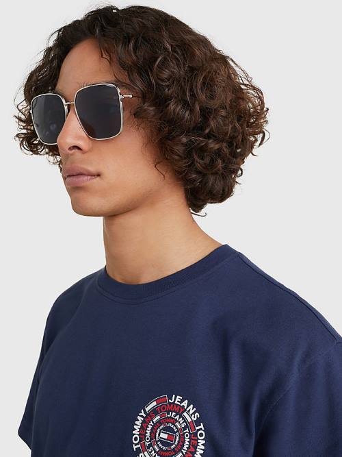 Okulary Słoneczne Tommy Hilfiger Rectangular Lens Męskie Szare | TH701TAH