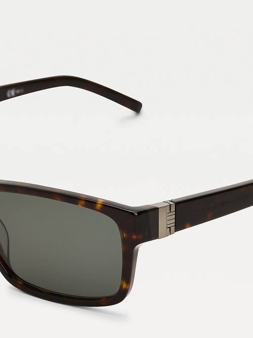 Okulary Słoneczne Tommy Hilfiger Rectangular Lens Męskie Brązowe | TH839MGN