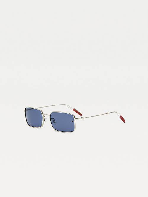 Okulary Słoneczne Tommy Hilfiger Slim Rectangular Męskie Srebrne | TH798IUK