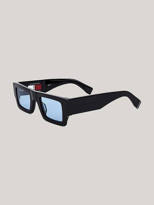 Okulary Słoneczne Tommy Hilfiger TOMMYXROMEO Rectangular Męskie Czarne | TH682ICQ