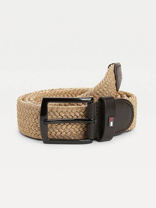 Paski Tommy Hilfiger Denton Stretch Braided Męskie Beżowe | TH917KBN