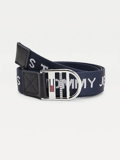 Paski Tommy Hilfiger Recycled Repeat Logo Webbing Damskie Niebieskie | TH698TEL