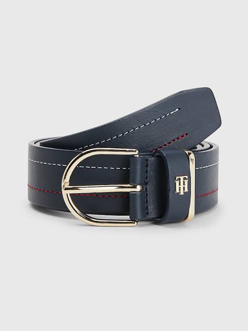 Paski Tommy Hilfiger Signature Detailing Skórzane Damskie Niebieskie | TH316JDT