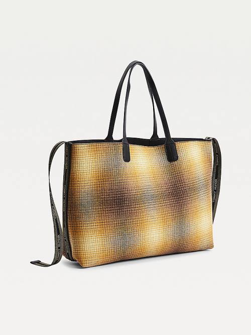 Plecaki Tommy Hilfiger Iconic Shadow Check Tote Damskie Żółte | TH248RUL