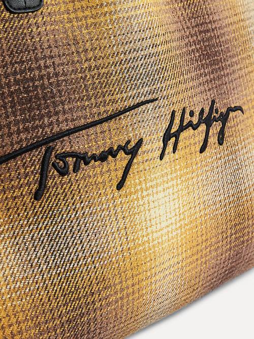 Plecaki Tommy Hilfiger Iconic Shadow Check Tote Damskie Żółte | TH248RUL