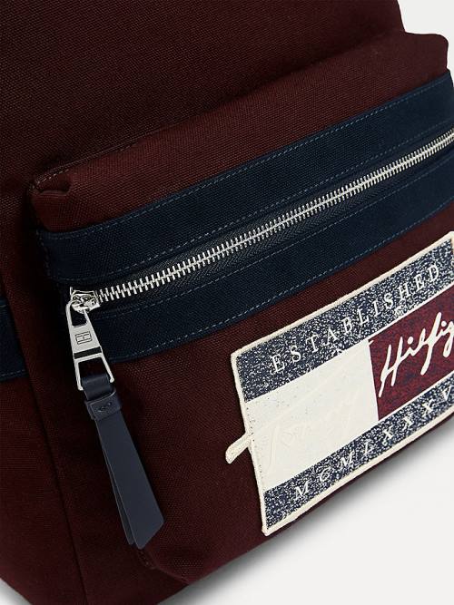 Plecaki Tommy Hilfiger Signature Logo Backpack Męskie Czerwone | TH498ANE