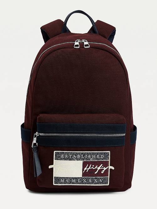 Plecaki Tommy Hilfiger Signature Logo Backpack Męskie Czerwone | TH498ANE