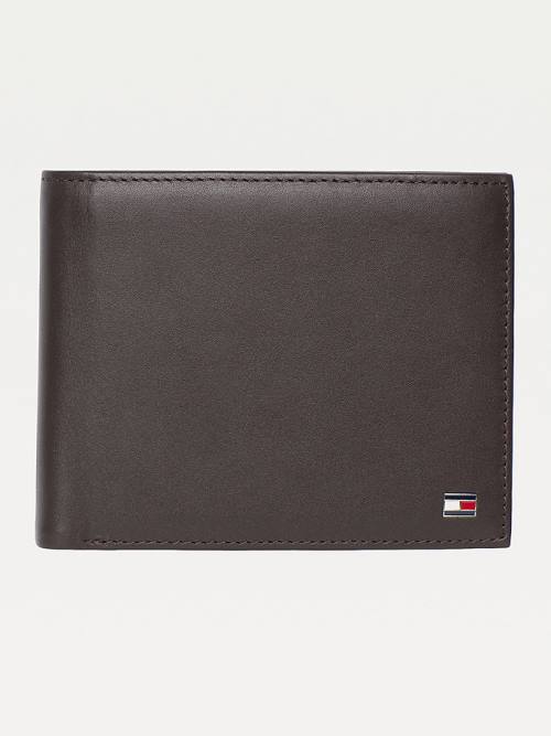 Portfele Tommy Hilfiger Bifold Skórzane Męskie Brązowe | TH259SXJ