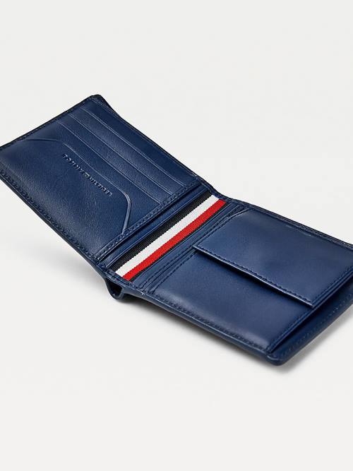 Portfele Tommy Hilfiger Business Monogram Extra Cards Coin Męskie Niebieskie | TH402GNZ