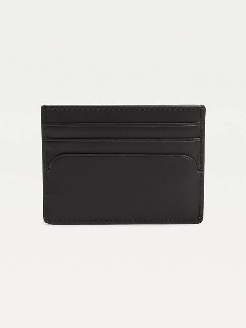 Portfele Tommy Hilfiger Commuter Skórzane Card Holder Męskie Czarne | TH328HBM