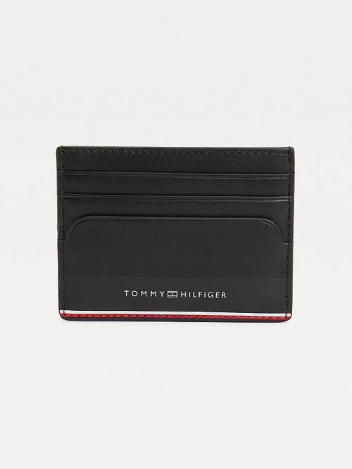 Portfele Tommy Hilfiger Commuter Skórzane Card Holder Męskie Czarne | TH328HBM