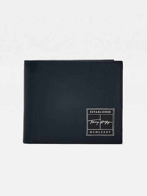 Portfele Tommy Hilfiger Signature Card And Coin Męskie Niebieskie | TH784WAN