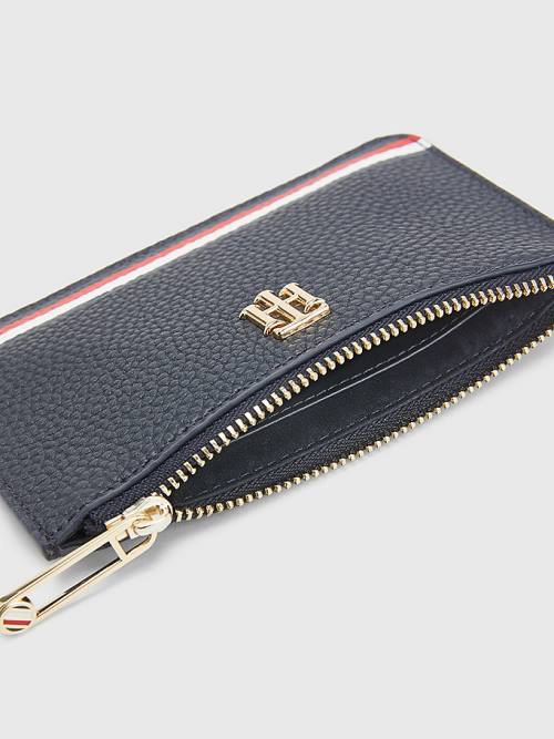 Portfele Tommy Hilfiger Signature Monogram Card Holder Damskie Niebieskie | TH082PRB