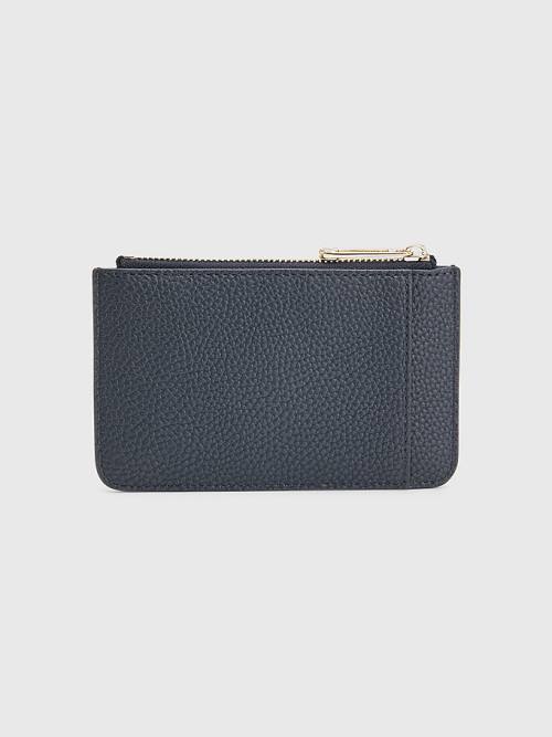 Portfele Tommy Hilfiger Signature Monogram Card Holder Damskie Niebieskie | TH082PRB