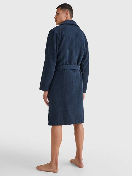 Pyjamas Tommy Hilfiger Bawełniane Towelling Bathrobe Męskie Niebieskie | TH031TNE