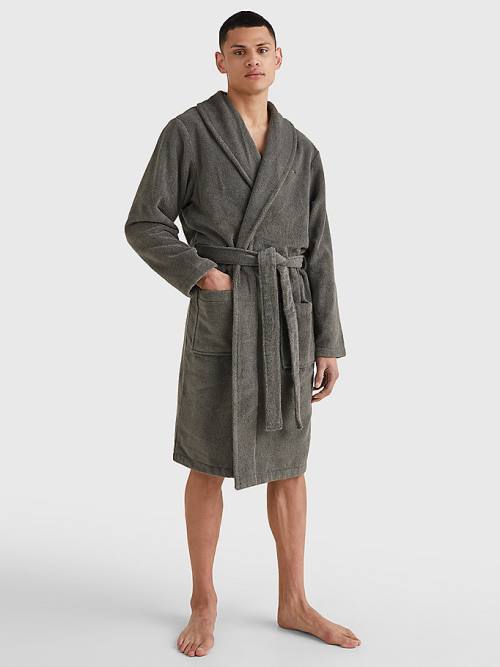 Pyjamas Tommy Hilfiger Bawełniane Towelling Bathrobe Męskie Szare | TH254RTF