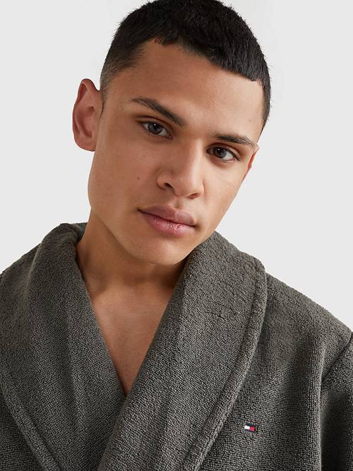 Pyjamas Tommy Hilfiger Bawełniane Towelling Bathrobe Męskie Szare | TH254RTF