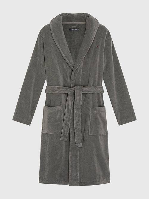 Pyjamas Tommy Hilfiger Bawełniane Towelling Bathrobe Męskie Szare | TH254RTF