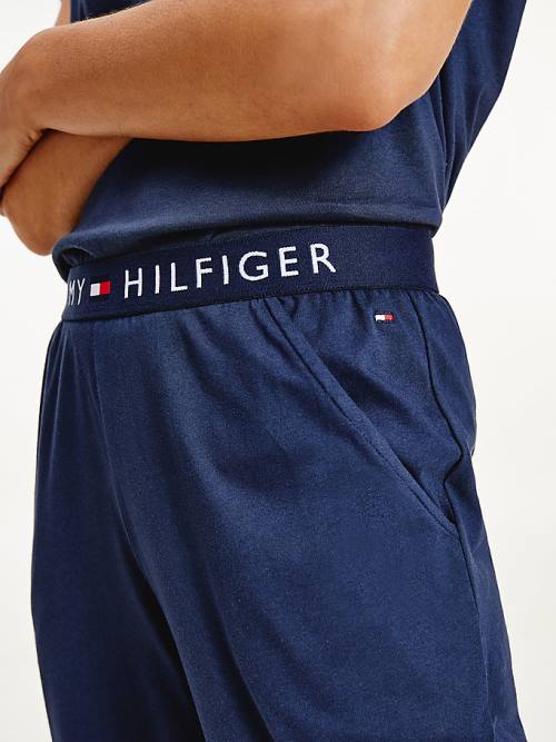 Pyjamas Tommy Hilfiger Cuffed Bawełniane Joggers Damskie Niebieskie | TH719BHU