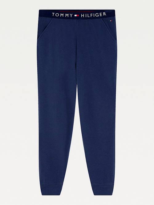 Pyjamas Tommy Hilfiger Cuffed Bawełniane Joggers Damskie Niebieskie | TH719BHU