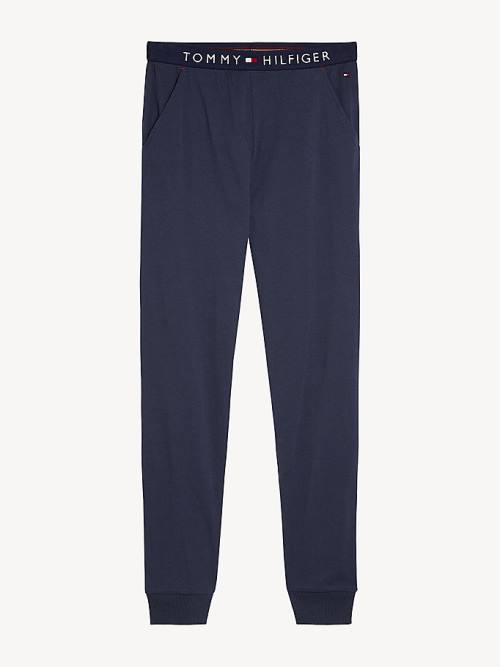 Pyjamas Tommy Hilfiger Cuffed Bawełniane Joggers Damskie Niebieskie | TH719BHU