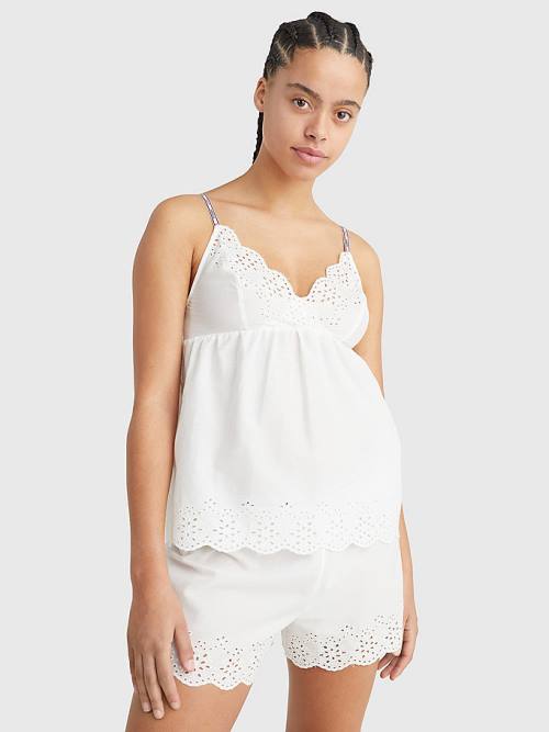 Pyjamas Tommy Hilfiger Eyelet Koronkowe Cami Damskie Białe | TH507OWX