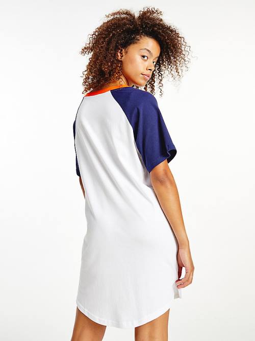 Pyjamas Tommy Hilfiger Logo Contrast Trim Colour-Blocked Nightdress Damskie Niebieskie | TH703MYE