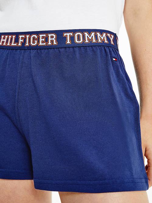 Pyjamas Tommy Hilfiger Logo Contrast Trim Krótkie Set Damskie Niebieskie | TH784HSL