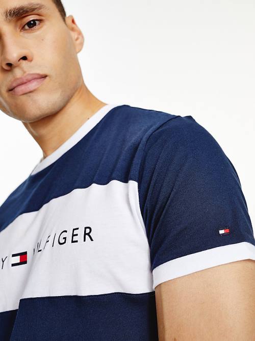 Pyjamas Tommy Hilfiger Original Colour-Blocked Logo Męskie Niebieskie | TH235JSW